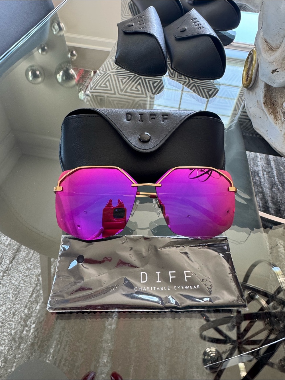 DIFF Bree Pink Mirrored Sunglasses